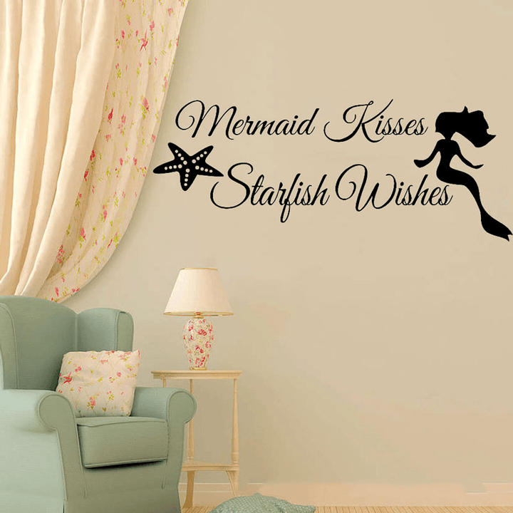 New Letters Style Wall Stickers Paper Creative Art Mermaid Shaped DIY Decorations Removable Wall Decals - MRSLM