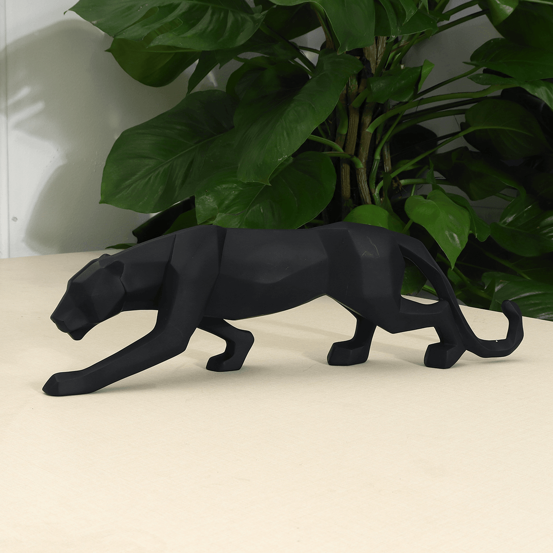 Geometric Leopard Art Sculpture Statue Figure Ornament Resin Panther Home Office Decorations - MRSLM