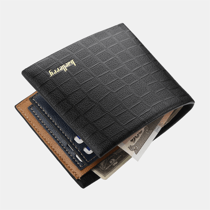 Men PU Leather Short 6 Card Slot Card Holder Business Fashion Bifold Thin Driver License Wallet Coin Purse - MRSLM