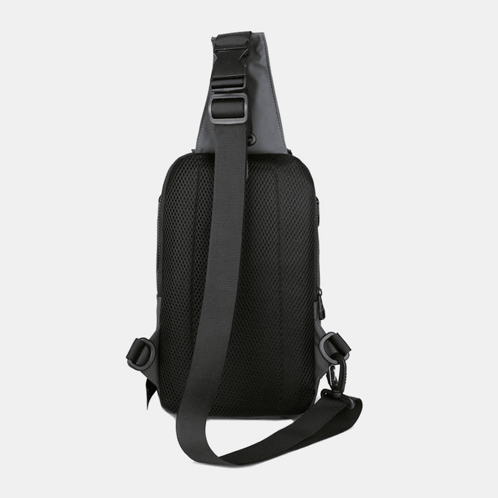 Men Multi-Layers Space Business Solid Shoulder Bag Crossbody Bag Chest Bag with USB Charging - MRSLM