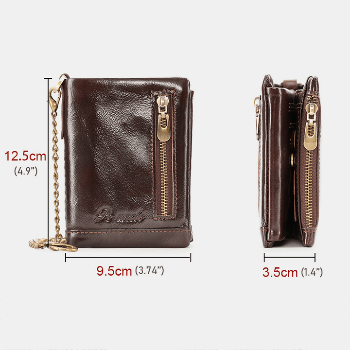 Men Trifold Short Multifunction Vertical Wallets RFID Blocking Multi-Card Slot Card Holder Minimalist Coin Purse - MRSLM