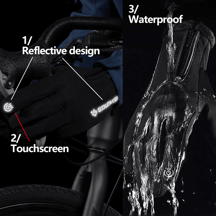 Unisex 2-Fingerless Winter Outdoor Sports Workout Biking Gloves Two Finger Design Free Control Touch Screen Warm Waterproof Gloves - MRSLM