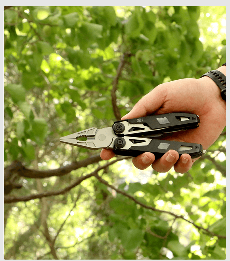 Huohou 19 in 1 Outdoor Car Portable Multitools Knife with Replaceable Saws Scissors Cutters Pliers Stainless Steel with Nylon Sheath from Xiaomi Youpin - MRSLM