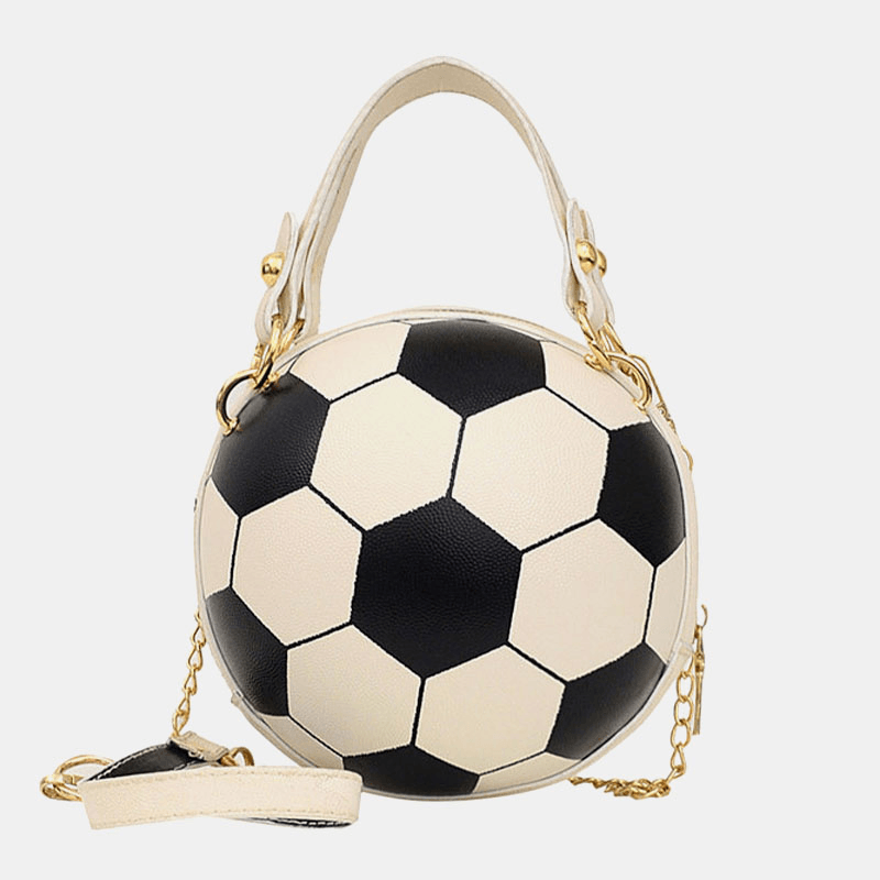 Women Unique Design Basketball Football Look Mini round Bag Hangbag Fashion Adjustable Shoulder Bag Cross Body Bag - MRSLM