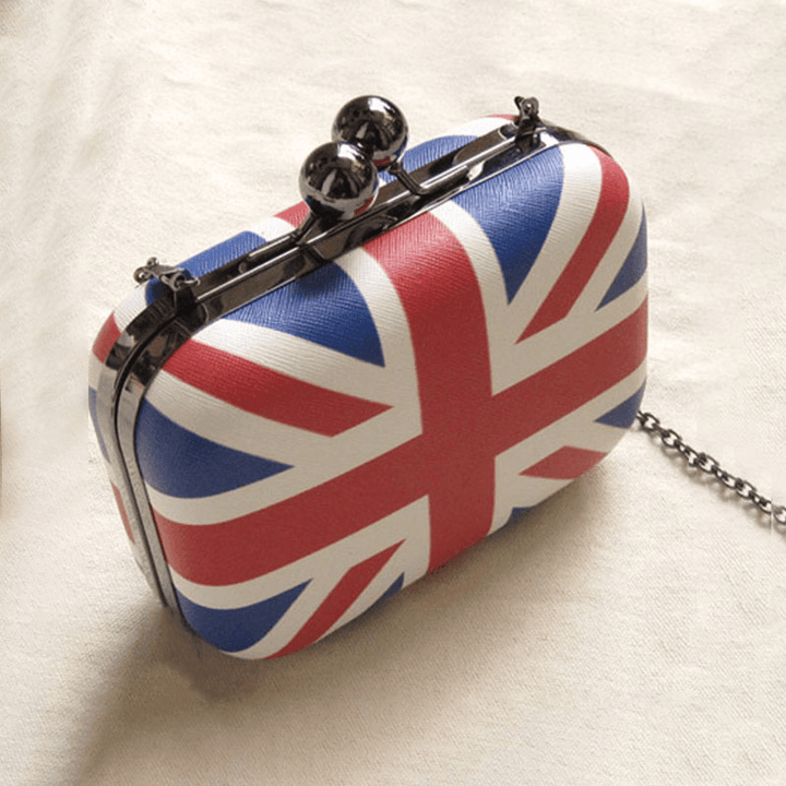 Women PU Leather Flag Pattern Printed Fashion Crossbody Bag Clutch Bag - MRSLM