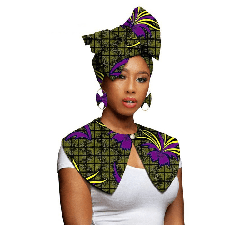 African Printing Batik Cotton Scarf Exaggerated Earrings Shawl African Earrings - MRSLM