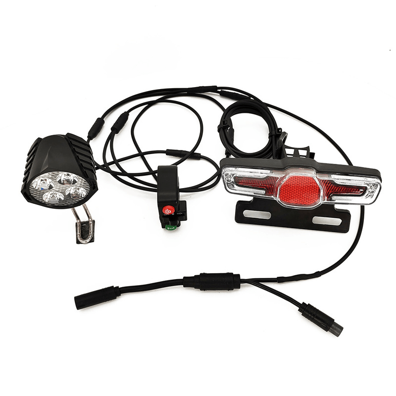 Electric Bike Light Set Headlight Turn Signal Lamp Warning LED Taillight Individual Control Switch for Universal Cycling E-Bike - MRSLM