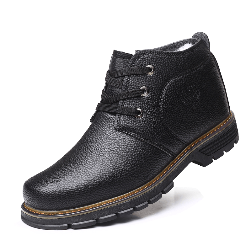 Men Comfy Microfiber Leather Warm Business Casual Winter Ankle Boots - MRSLM