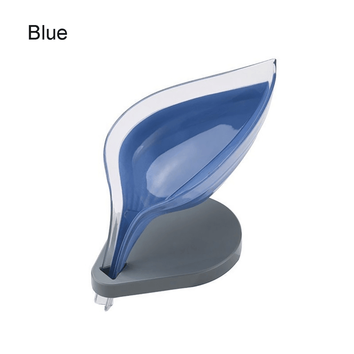 Quick-Drying Leaf Shape Self Draining Soap Holder Box with Suction Cup for Shower Bathroom Kitchen Sink - MRSLM