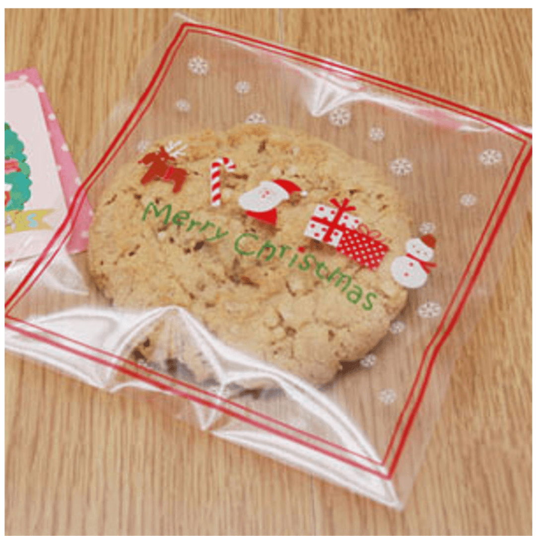 100Pcs Christmas Biscuit Candy Gift Cookie Sweet Present Bag - MRSLM