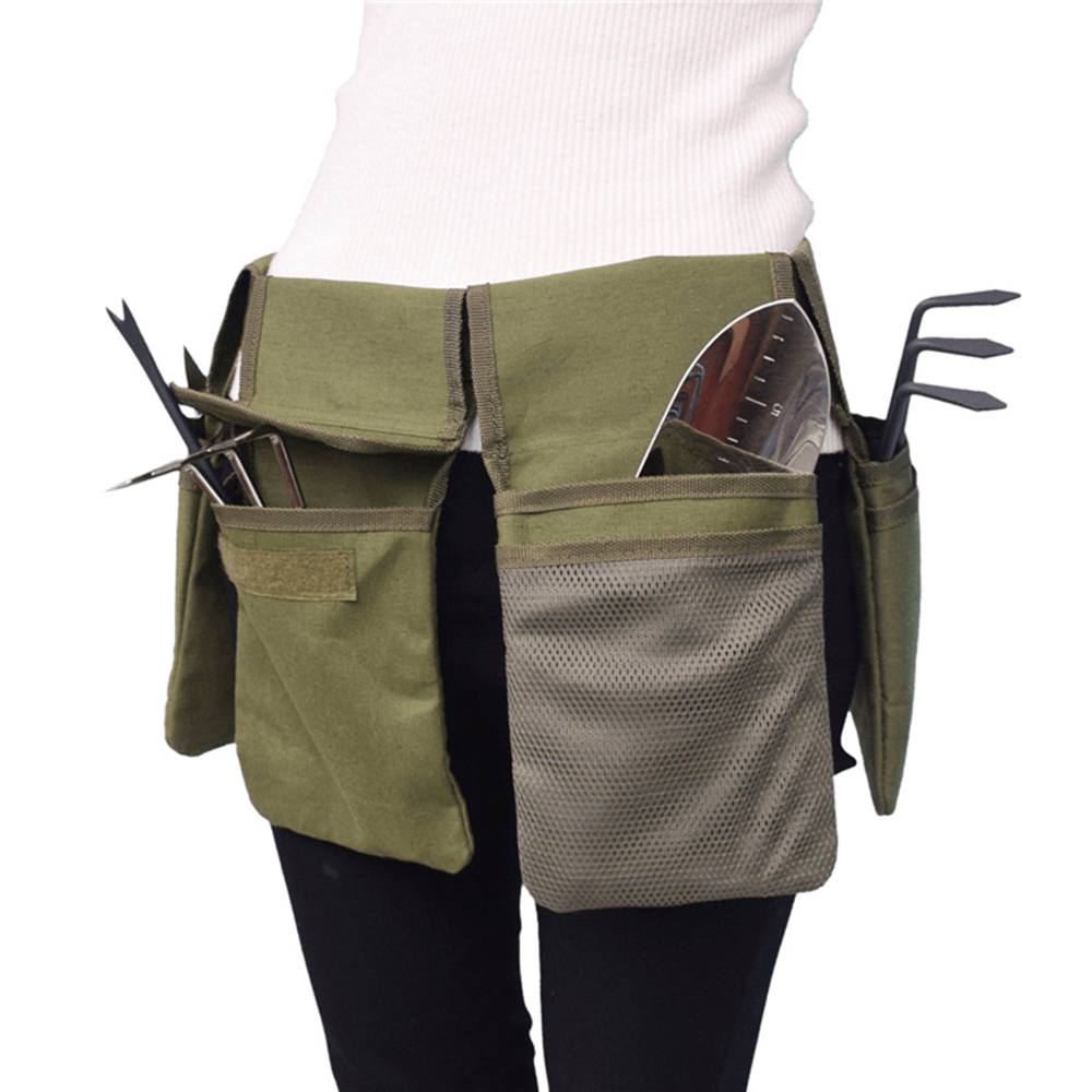 Garden Tool Belt 4 Separate Pockets Waterproof Cavans Adjustable Non-Slip Belt for Portable Working Tools - MRSLM