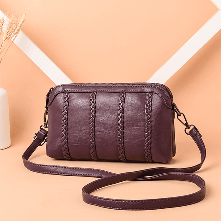 Women Vintage Soft Faux Leather Crossbody Bag - MRSLM