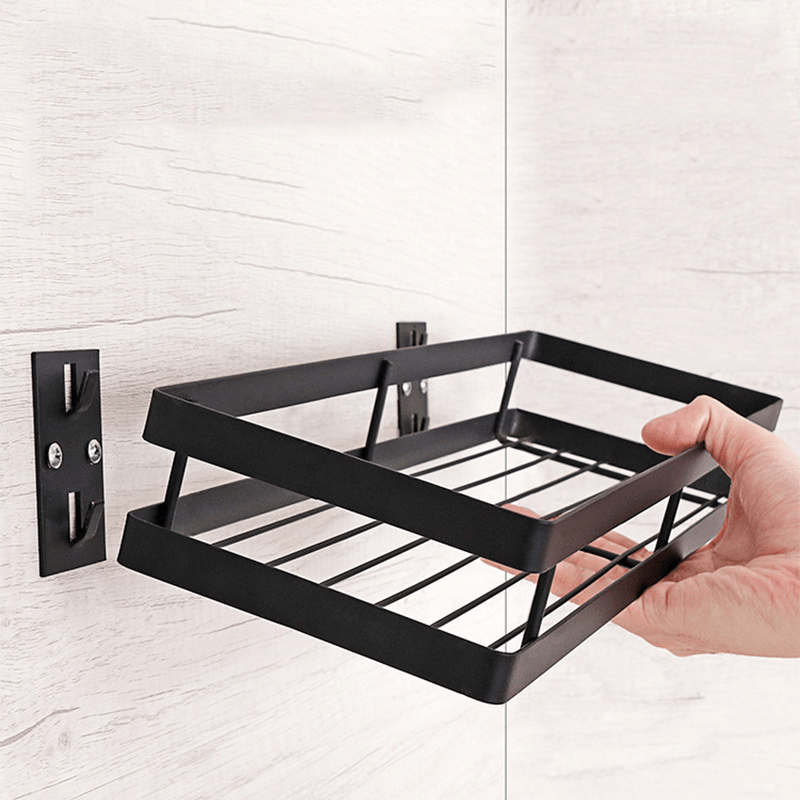 Kitchen Wall Shelf Storage Organizer Shelf Spice Rack Punch Free Storage Rack - MRSLM