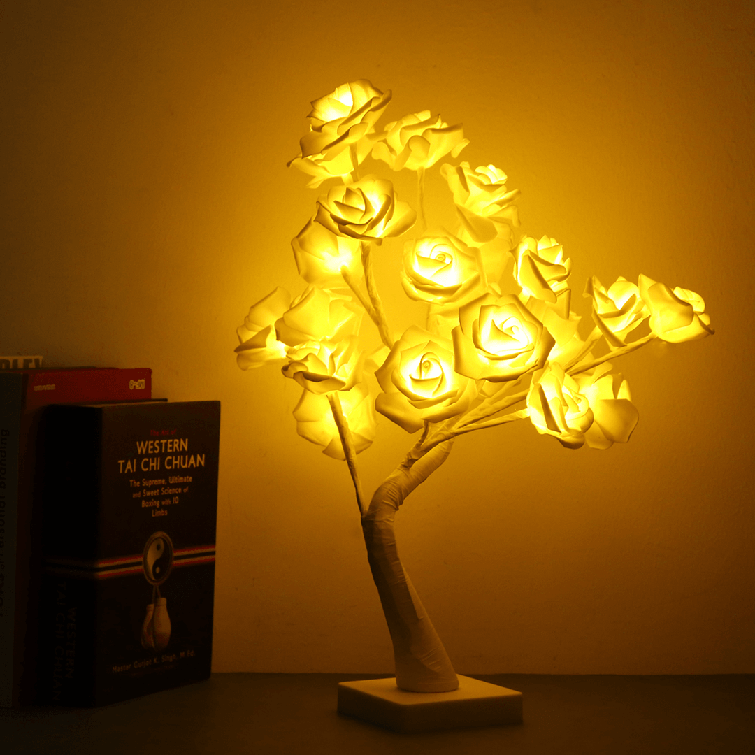 Battery Powered USB LED Rose Flower Fairy Tree Light Home Party Decoration Lamp - MRSLM