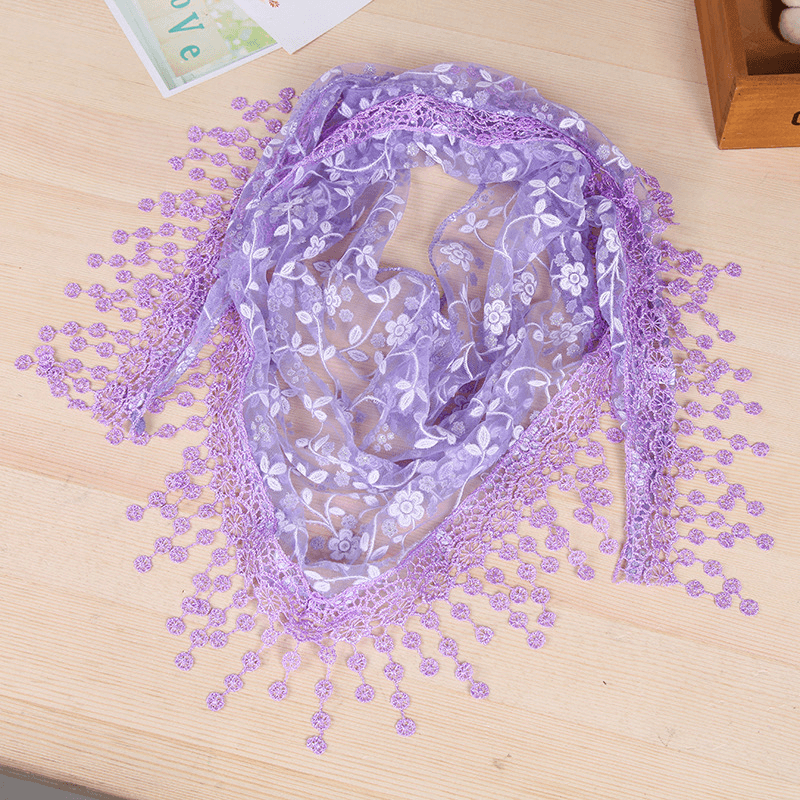 Women'S New Creative Lace Fringed Silk Scarf - MRSLM