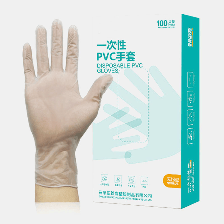 100Pcs PVC Transparent Disposable Nitrile Latex Gloves 3 Sizes - MRSLM