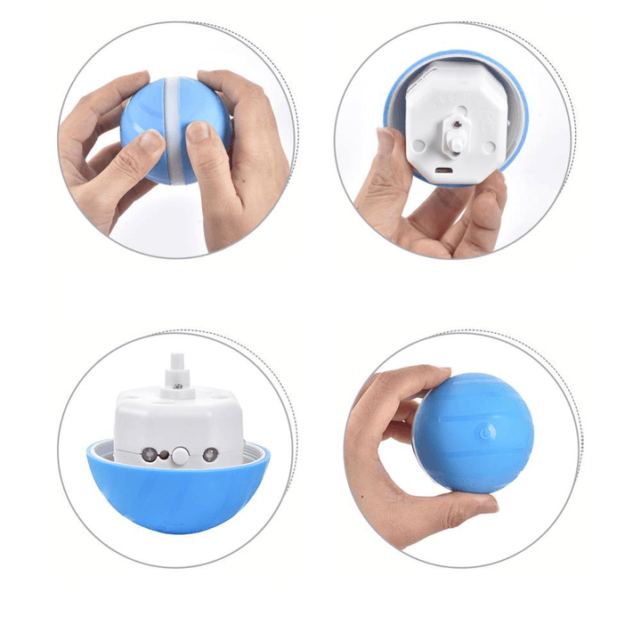 Pet Toys Ball Waterproof Bite Resistant LED Flash 360 Degree Automatic Rotation Pet Fun Ball for Cat Dog - MRSLM