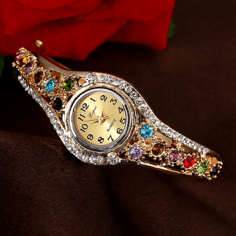 LVPAI XR1959 Fashionable Ladies Bracelet Watch Rhinestone Clock Quartz Watch - MRSLM