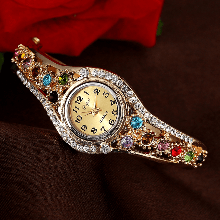 LVPAI XR1959 Fashionable Ladies Bracelet Watch Rhinestone Clock Quartz Watch - MRSLM