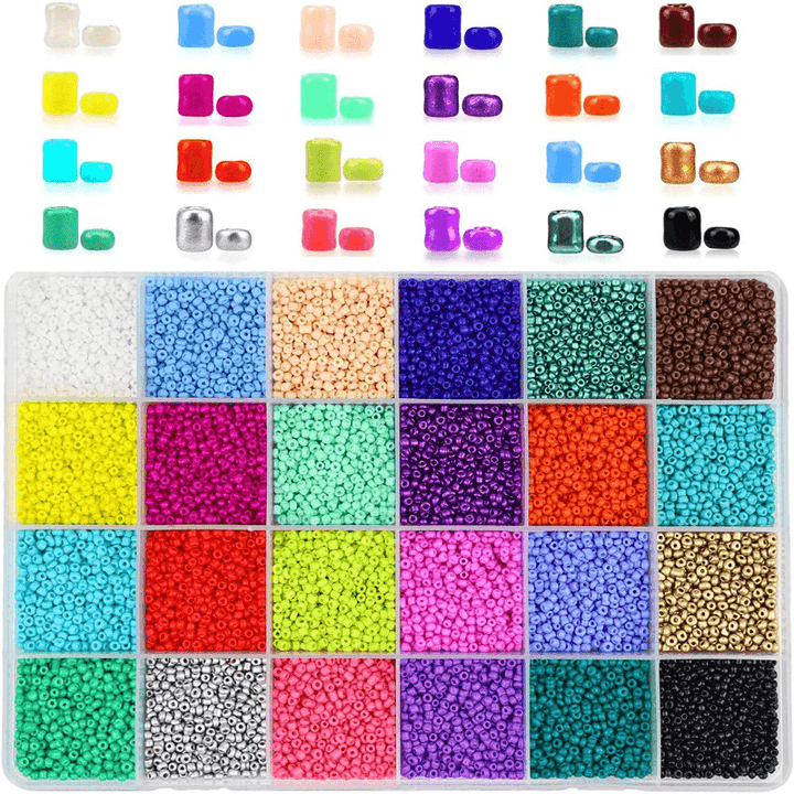 24000 Pcs Glass Seed Beads 2MM Small Beads for Jewelry Makin - MRSLM