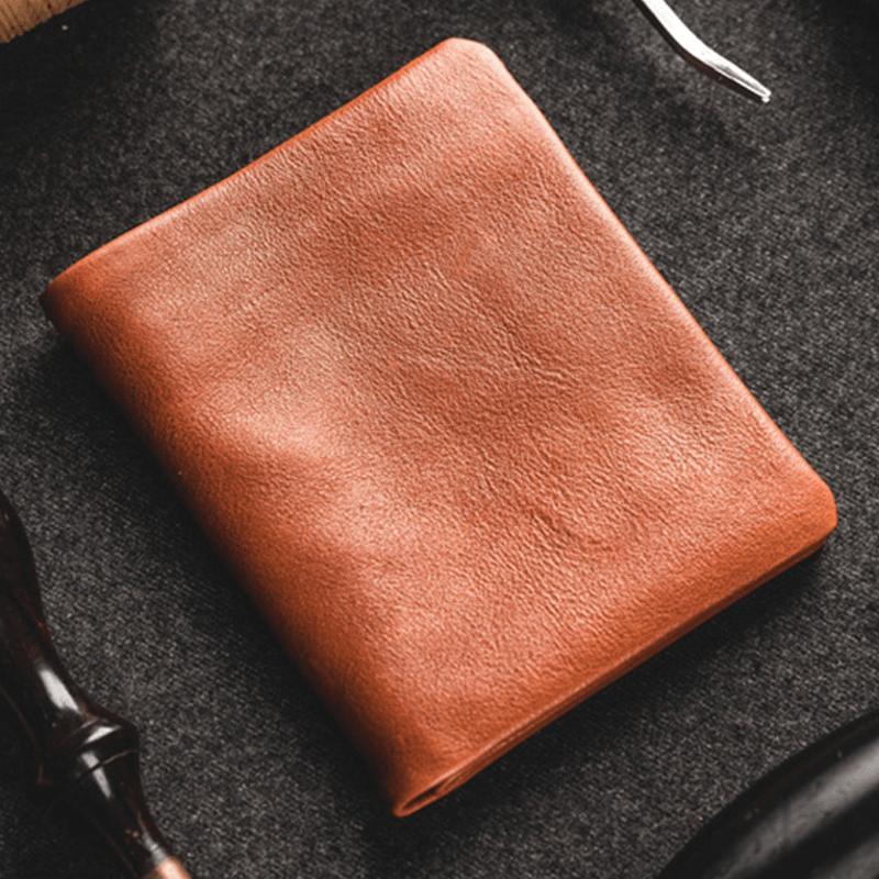 Ekphero Men Vegetable Tanned Cowhide Bifold Short Wallet Card Case Money Cllip - MRSLM