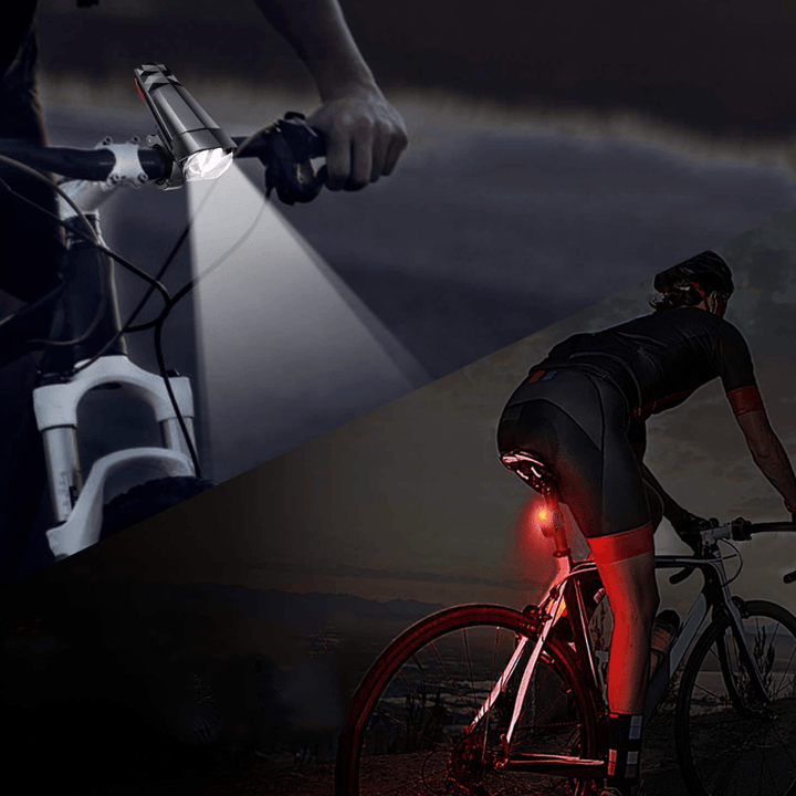 BIKIGHT 320LM Bike Light Headlight + 120LM Tail Light 3 Modes Adjustable Front Handlebar Lamp USB Charging Waterproof Flashlight - MRSLM