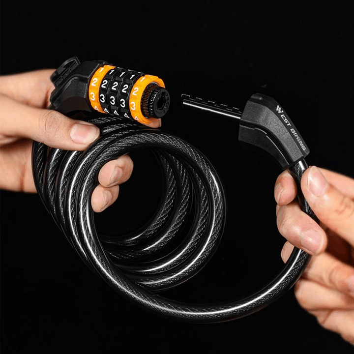 WEST BIKING Bicycle Combination Lock Steel Wire Anti-Theft Mountain Bike Road Bike Accessory Lock Electric Bike Cable Lock - MRSLM