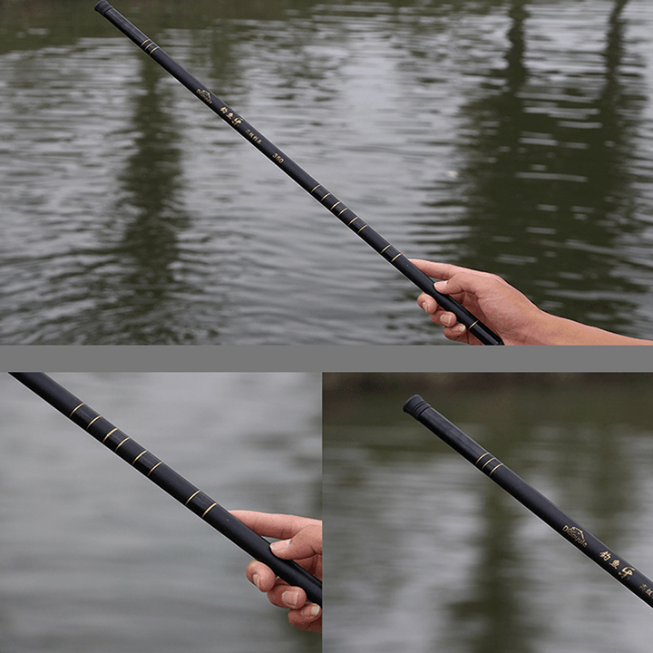 ZANLURE 2.7-7.2M Glass Fiber Black Stream Hand Pole Telescopic Spinning Freshwater Fishing Rod - MRSLM