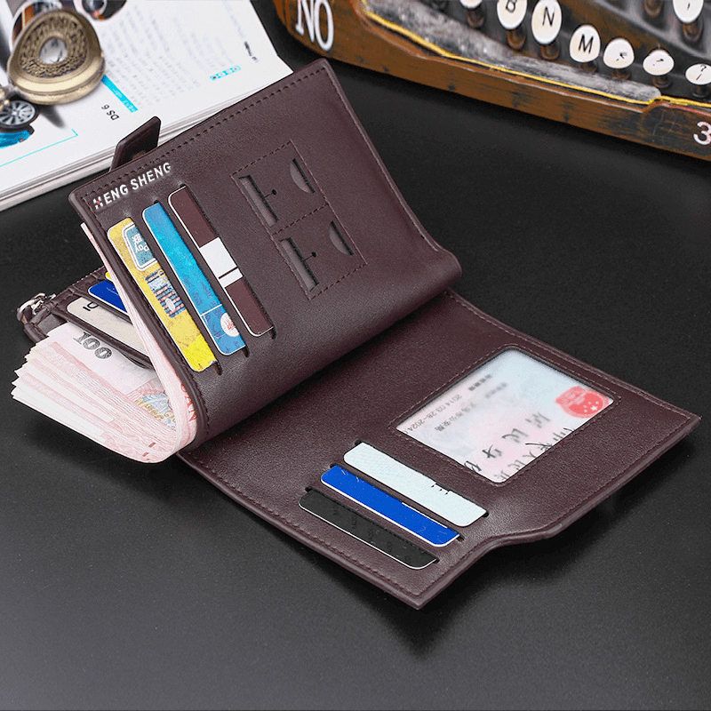 Hengsheng Men'S Multifunction Trifold Wallet Men PU Leather ID Credit Card Holder Coin Pocket - MRSLM