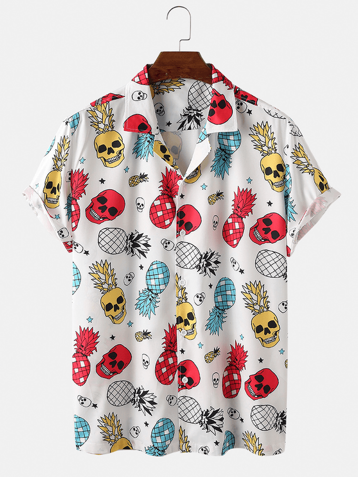 Mens Funny Cartoon Print Short Sleeve Casual Shirts - MRSLM