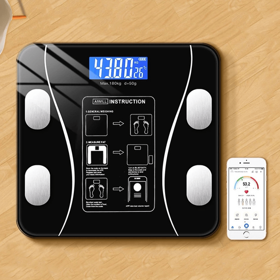 KALOAD® Smart Wireless Body Fat Scale Usb+Solar Charing BMI Scales Digital Scale for Body Weight with APP Analyzer - MRSLM