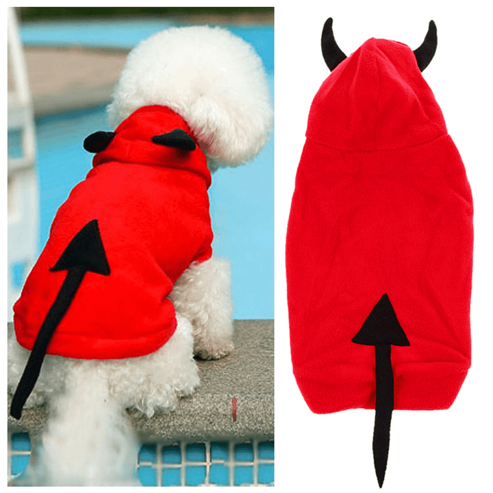 Christmas Pet Dog Cat Outstanding Devil Clothes Puppy Winter Warm Costume Red Coats Outterwear - MRSLM