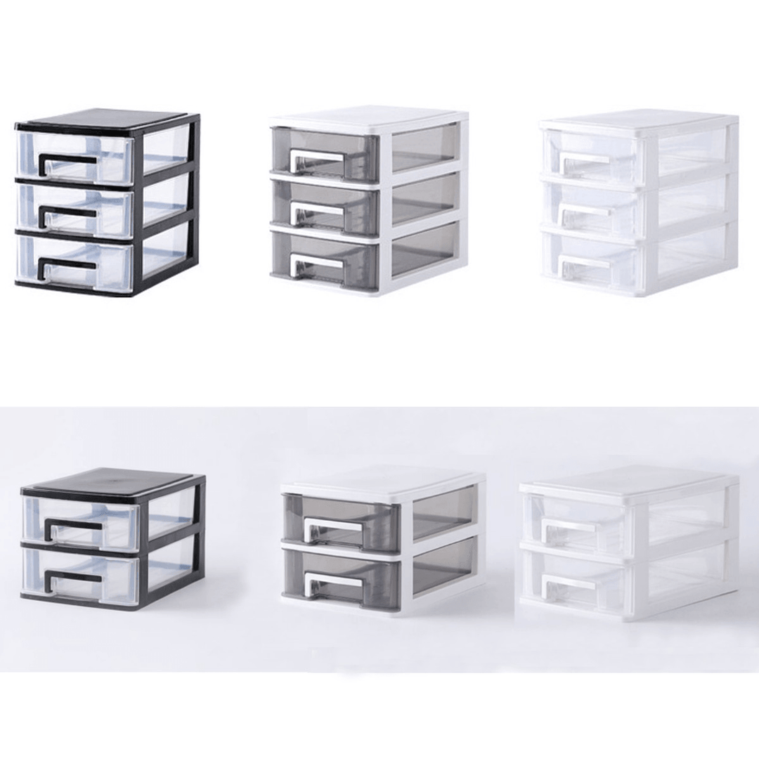 2/3 Layer Drawer Transparent Desktop Plastic Mini Cosmetics Parts Storage Box - MRSLM