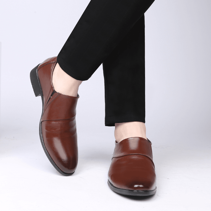 Men Microfiber Non Slip Slip on Business Formal Shoes - MRSLM