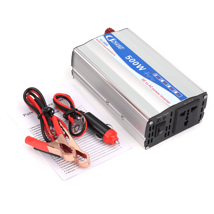 500W Home Power Inverter Pure Sine Wave 12V DC to 220V AC Transmitter Charger - MRSLM