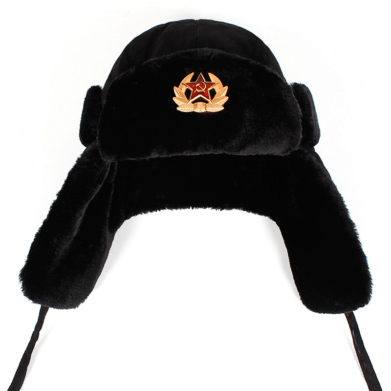 PU Waterproof Men'S and Women'S Ski Hats Thick Ear Protection Russian Warm Hat - MRSLM
