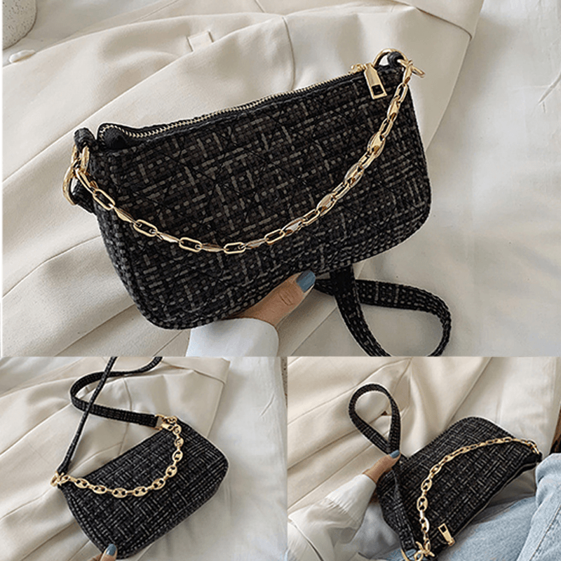 Women Argyle Fashion Chains Casual PU Shoulder Bag - MRSLM