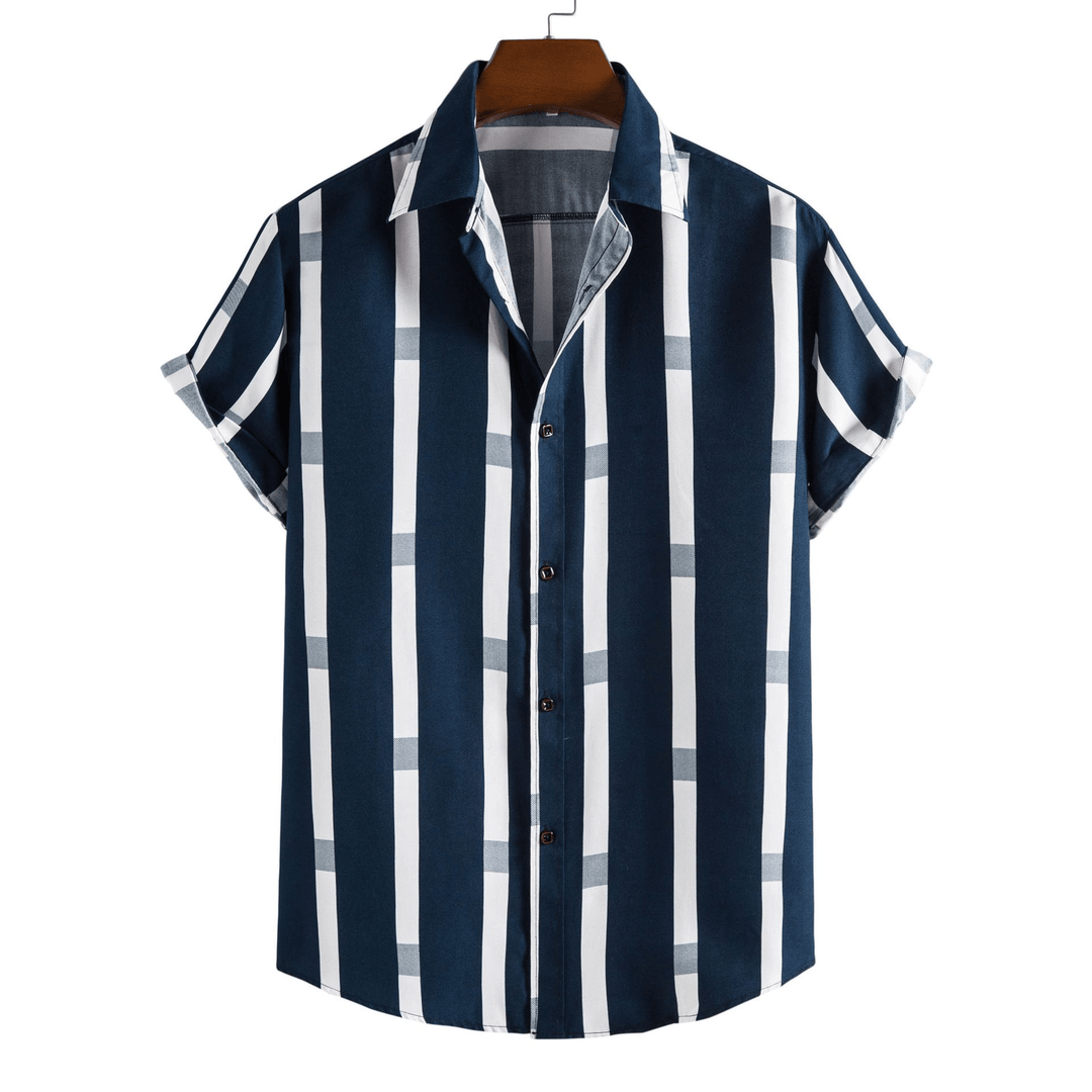 Striped Loose plus Size Casual Men'S Shirt - MRSLM