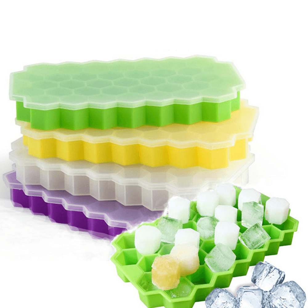 2Pcs 37 Grid Silicone Ice Tray Cube Stacable Mold Set DIY Honeycomb Shape Ice Cube Ray Mold Ice Cream Party Cold Drink Kitchen Cold Drink Tools - MRSLM