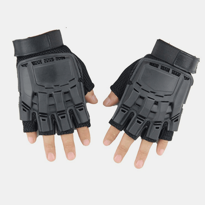 Outdoor Tactical Gloves Motorcycle Riding Sports Mountaineering Half-Finger Gloves Male Field Fitness Bike Gloves - MRSLM