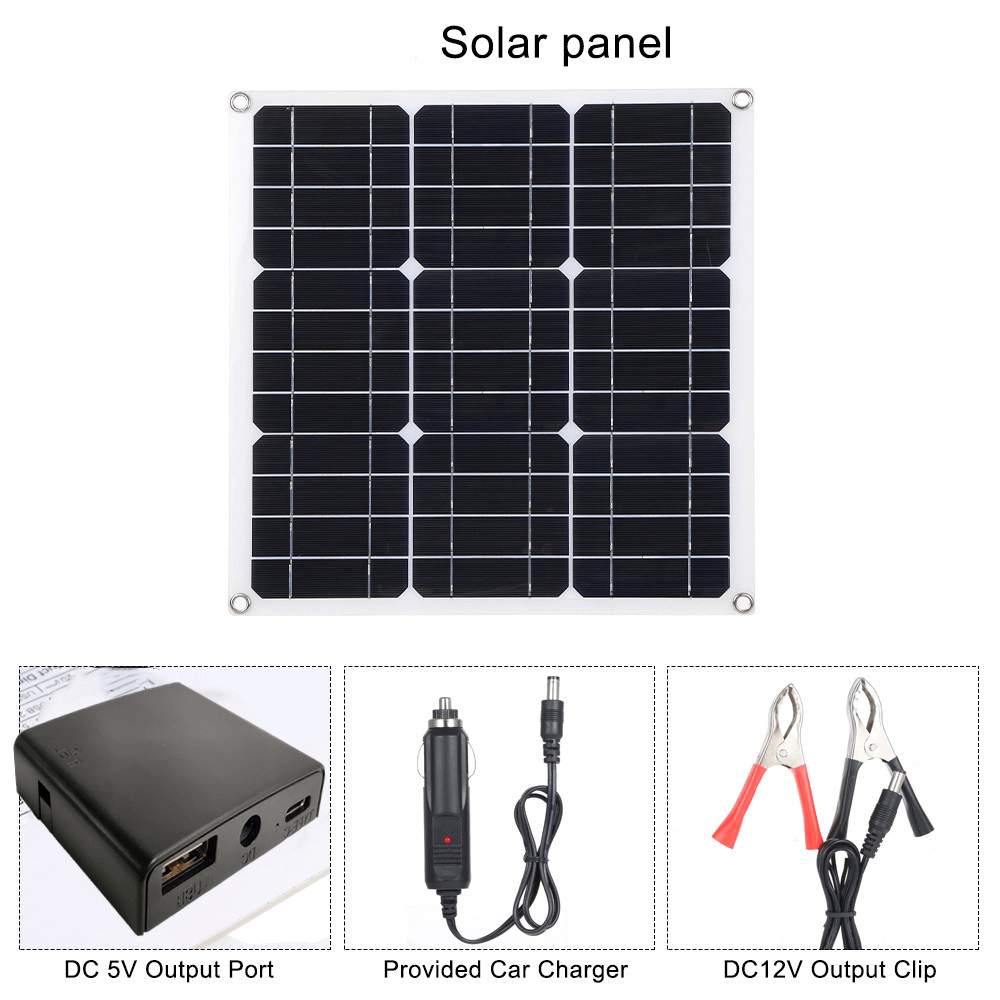 12V 50W PET Flexible Solar Panel Camping Solar Power Bank Battery Charge Systems Kit Complete 10/30/60/100A Controller 12V 24V - MRSLM