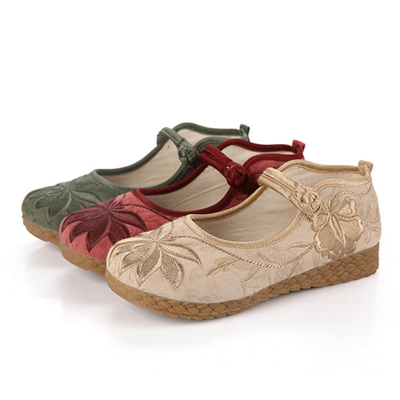 Women Embroidered Flower Soft Sole Casual Flat Loafers - MRSLM