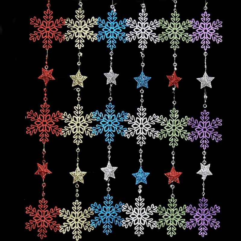 Christmas Star Snowflake Garland Hanging Pendant Tree Party Window Door Decoration - MRSLM