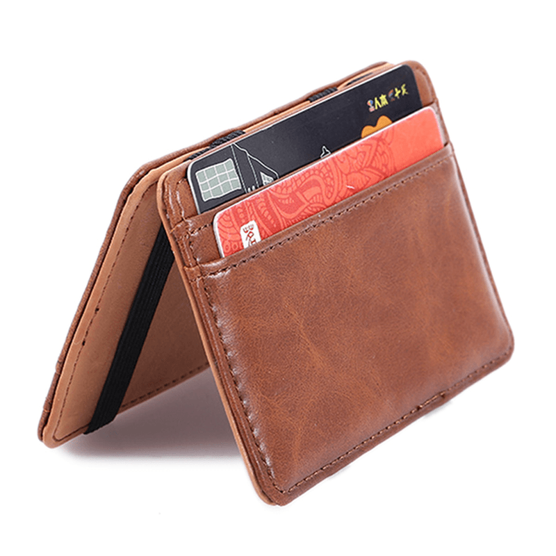 PU Money Card Clip Magic Wallet Casual Clutch Bus Card Bag - MRSLM