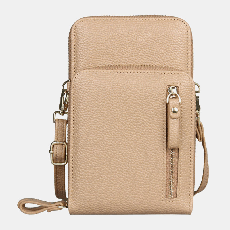 Women 8 Card Slots Solid Casual Phone Bag Crossbody Bag Shoulder Bag - MRSLM