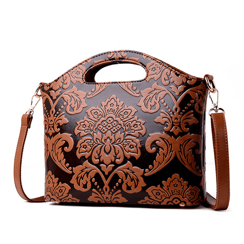 Women Vintage Embossed Ethnic Style Handbag - MRSLM