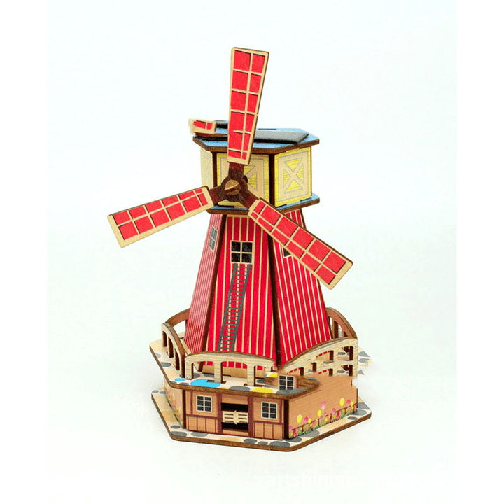 Solar-Powered Dutch Windmill Rotating Children'S Science Toy Model - MRSLM