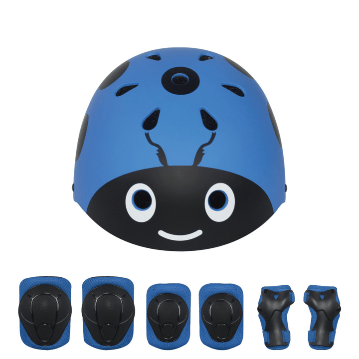 7Pcs/Set LANOVA Children Sport Protective Gear Set Kids Cycling Roller Skateboard Helmet+Knee Elbow Pads+Wrist Protector for Riding Skating Scooting Cycling - MRSLM