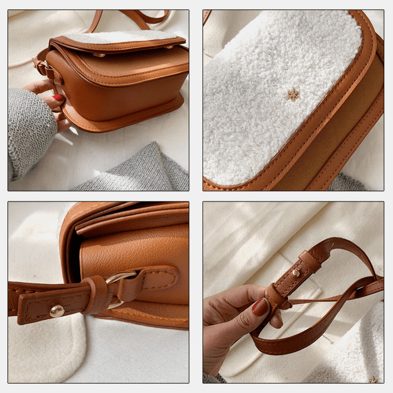 Women Lamb Hair Winter Crossbody Bag Shoulder Bag - MRSLM