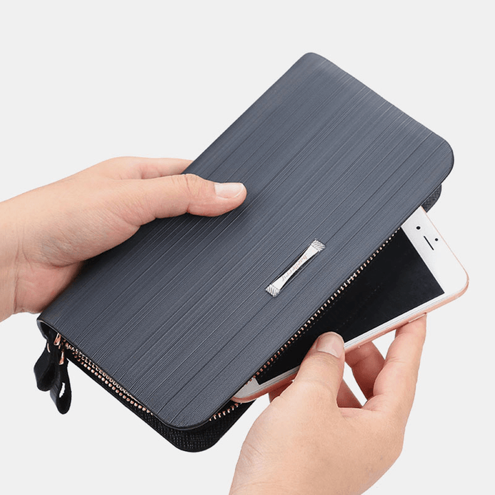 Baellerry Men PU Leather Large Capacity Multi-Card Slot Carry Handle Casual Clutch Bag Card Holder Wallet - MRSLM